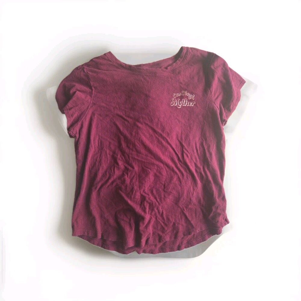 Old Navy "One Tough Mother" Graphic Maroon Red Cotton Short Sleeve T-shirt L